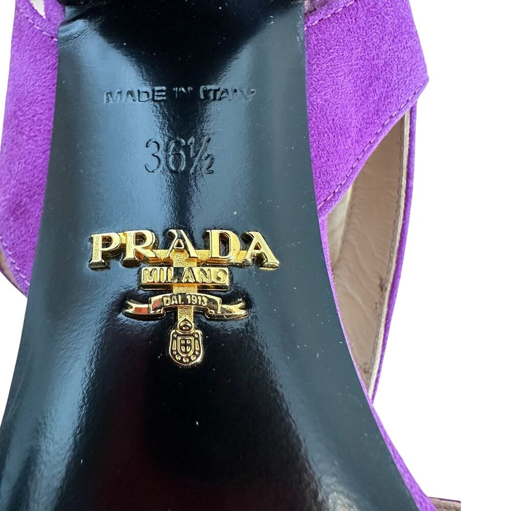 Prada Purple Suede Slingback Strappy High Heel Sandals EU 36.5 - Picture 9 of 10